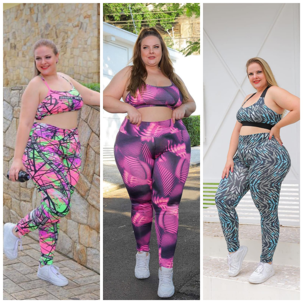 KIT COM 3 Calças Legging Fitness Plus Size G1 G2 G3 CÓS ALTO