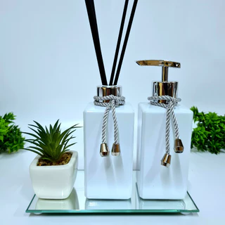 kit lavabo difusor bandeja espelhado e acessórios Square