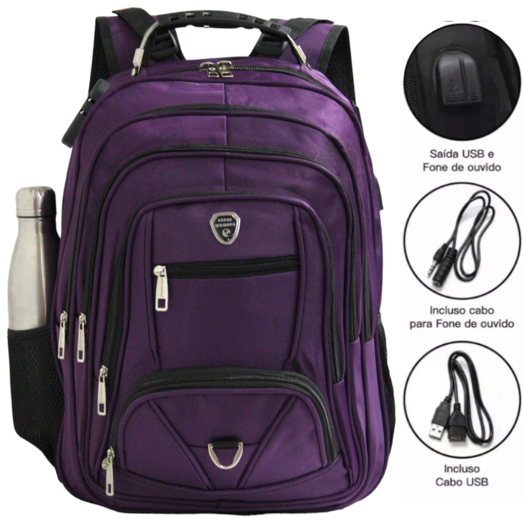 Mochila Bolsa Femina Reforçada Notebook Impermeável Cadeado De Segurança