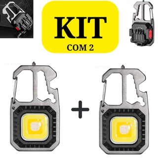 Kit Mini Lanterna Chaveiro Em Led Multifuncional Cob Recarregável Para Emergência Alto Brilho Quadrada