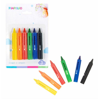 Brinquedo Infantil Risque e Apague com 6 Gizes Coloridos - Pimpolho