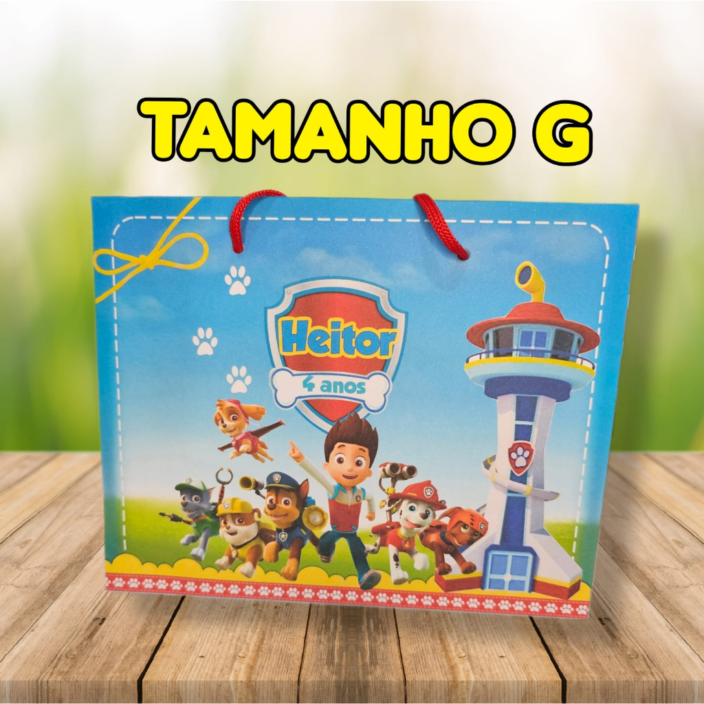 10 Sacolinhas Personalizadas (G) Patrulha Canina (20x16x6cm)