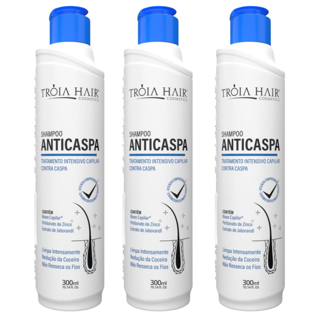 3 Shampoos Anticaspa Tróia Hair Limpeza Profunda 3x300ml