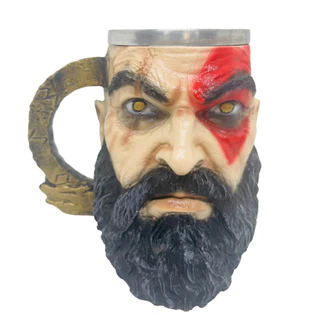 Caneca Colecionável Boneco 3D Kratos God of War de Resina Boneco Estátua 250ML