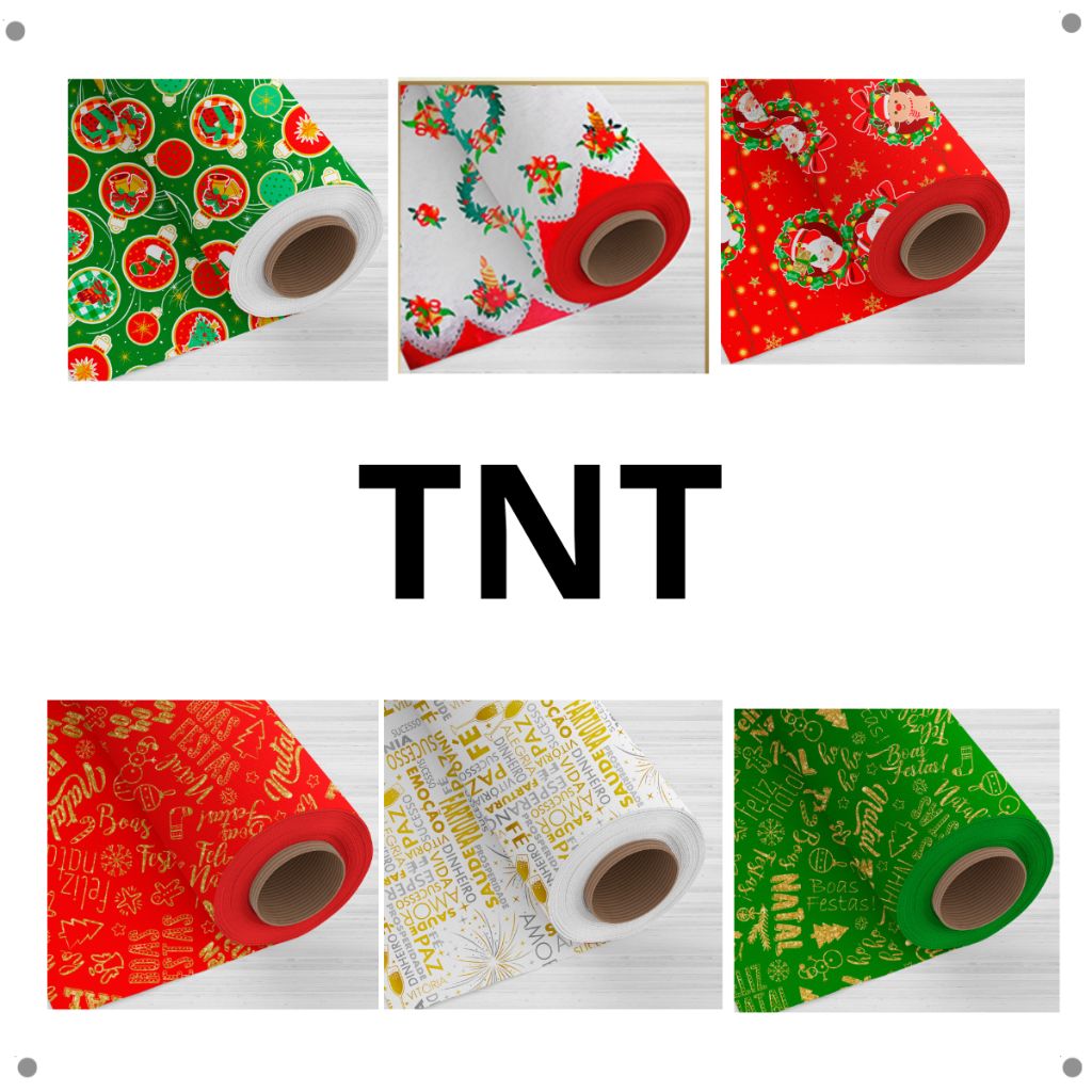 TNT Estampado Festas Natal e Ano Novo com 2 Metros X 1,40 de Largura Estampas Variadas Para Toalha de Mesa e Muito Mais