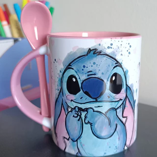 Caneca Xícara Personalizada Stitch Lilo Ohana Degradê Personagem Presente Criativo Aniversario