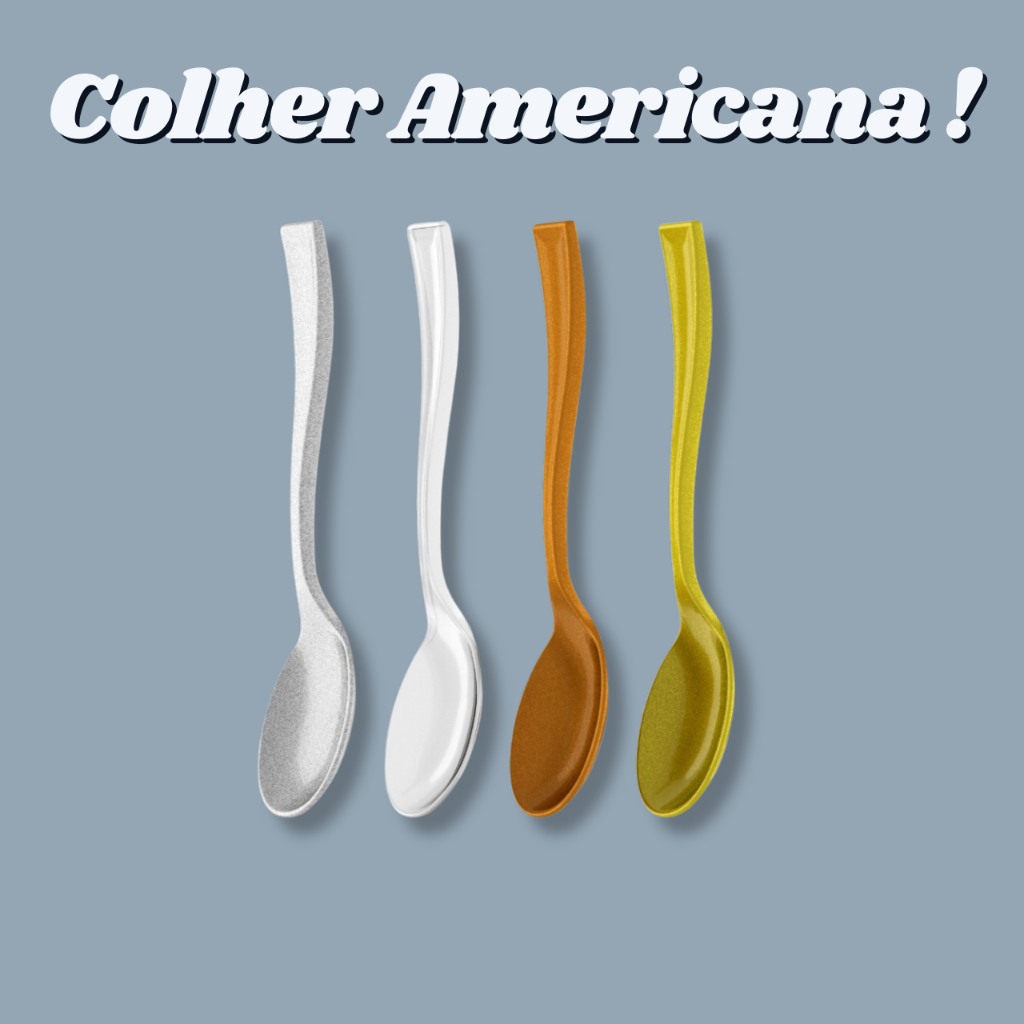 Mini Colher Americana Com Pacote 20/40/80 Unidades Prata/Cristal/Bronze ...