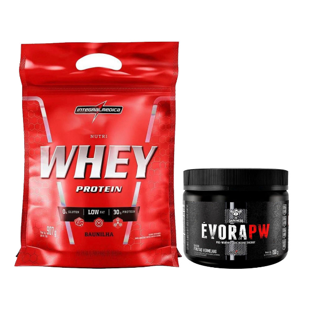 Kit Nutri Whey Isolado e Concentrado 907g + Pré Treino Evora 150g – IntegralMédica