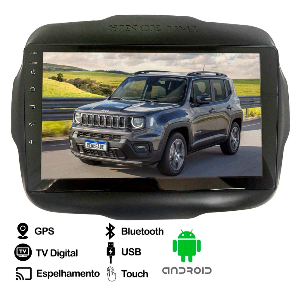 Multimídia Touchscreen 9 Polegadas HD Android Renegade 2015 16 17 18 19 ...