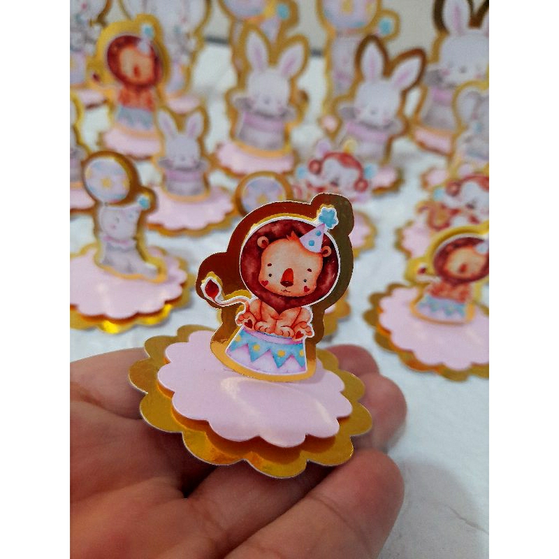 10 Tag aplique 3D em pé Circo Rosa - Fazemos todos os temas | Shopee Brasil