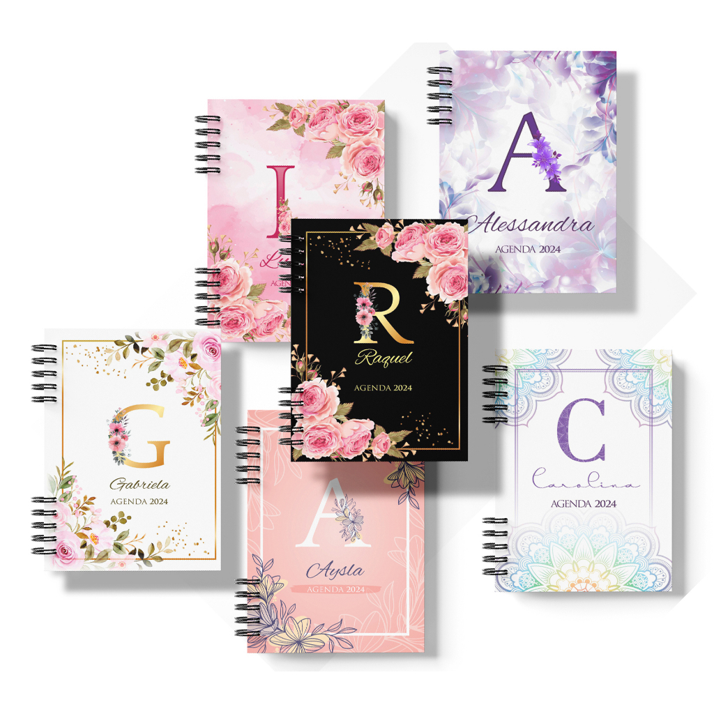 Agenda Floral Com Nome Personalizada 2024 | Shopee Brasil