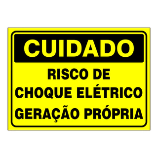 Kit 10 Placas Risco de Choque - Geração Própria Energia Solar - 18cm x 25cm - Padrão - Formato Retangular