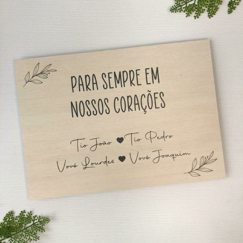 Placa Decorativa Recepção de Casamento Homenagem Para Sempre em nossos corações