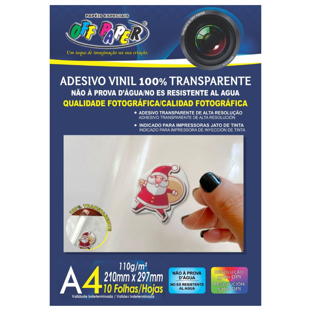 Adesivo Vinil A4 120G Transparente Impressora Jato De Tinta