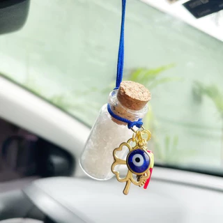 Olho Grego Patuá com Sal Grosso Amuleto Protetor Carro para Pendurar no Retrovisor Carro