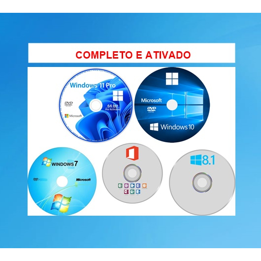Cd Dvd Windows 11 10 8 7 32&64 Bits + Offce&Drivers | Shopee Brasil