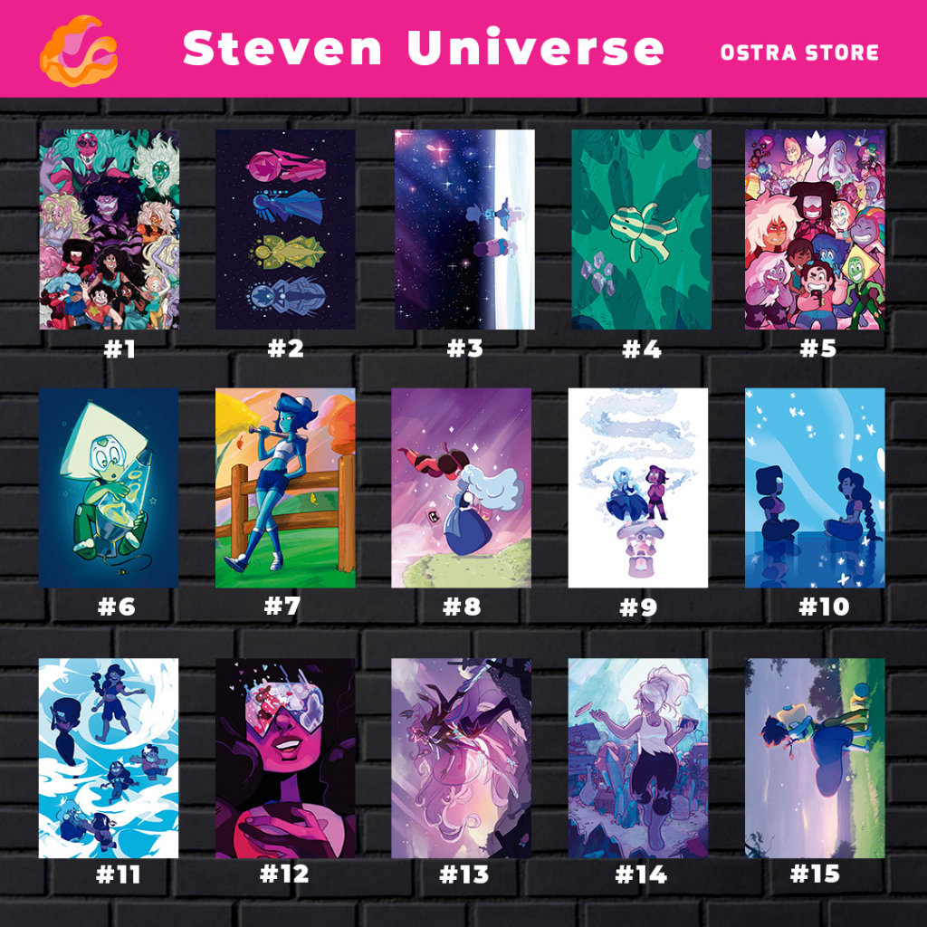 Steven Universe 01 a 15 - Placa MDF & Quadro com Moldura - Steven ...