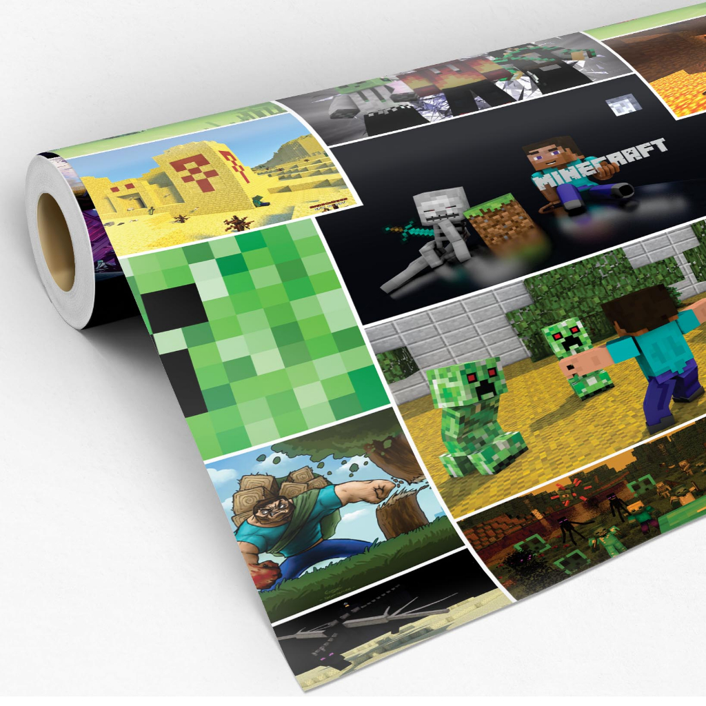 Papel de Parede Adesivo Auto Colante Minecraft Jogos Quarto Infantil Adesivo Lavável- Pro Decor