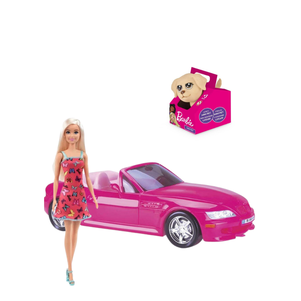 CARRO BARBIE CONVERSÍVEL ROSA MUITO BOM ESTADO COM TODOS OS ADESIVOS!