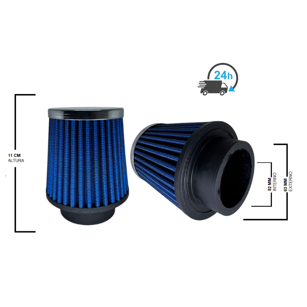 Filtro de Ar Esportivo BNS Mono Fluxo Tampa Cromado - 52mm