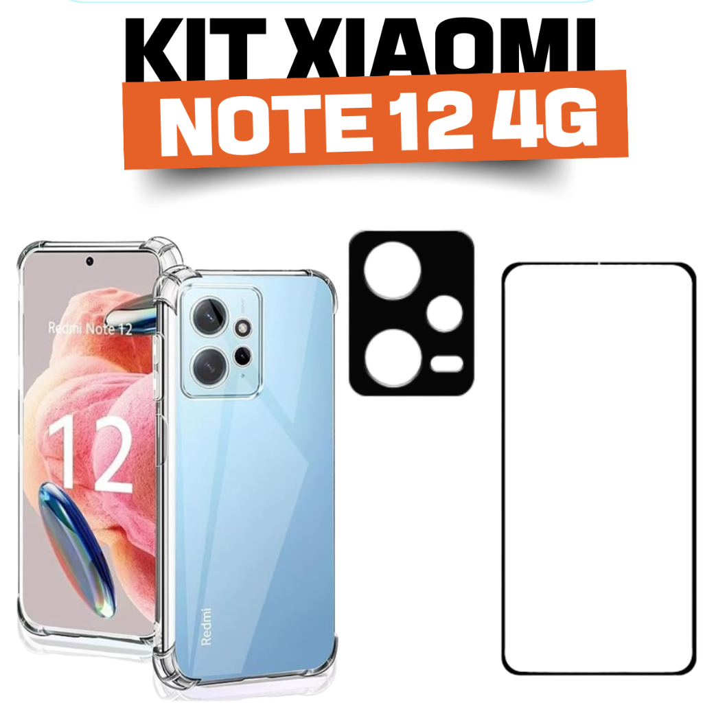 Capa Transparente + Película Frontal 3D + Película Câmera Xiaomi Redmi Note 12 4g