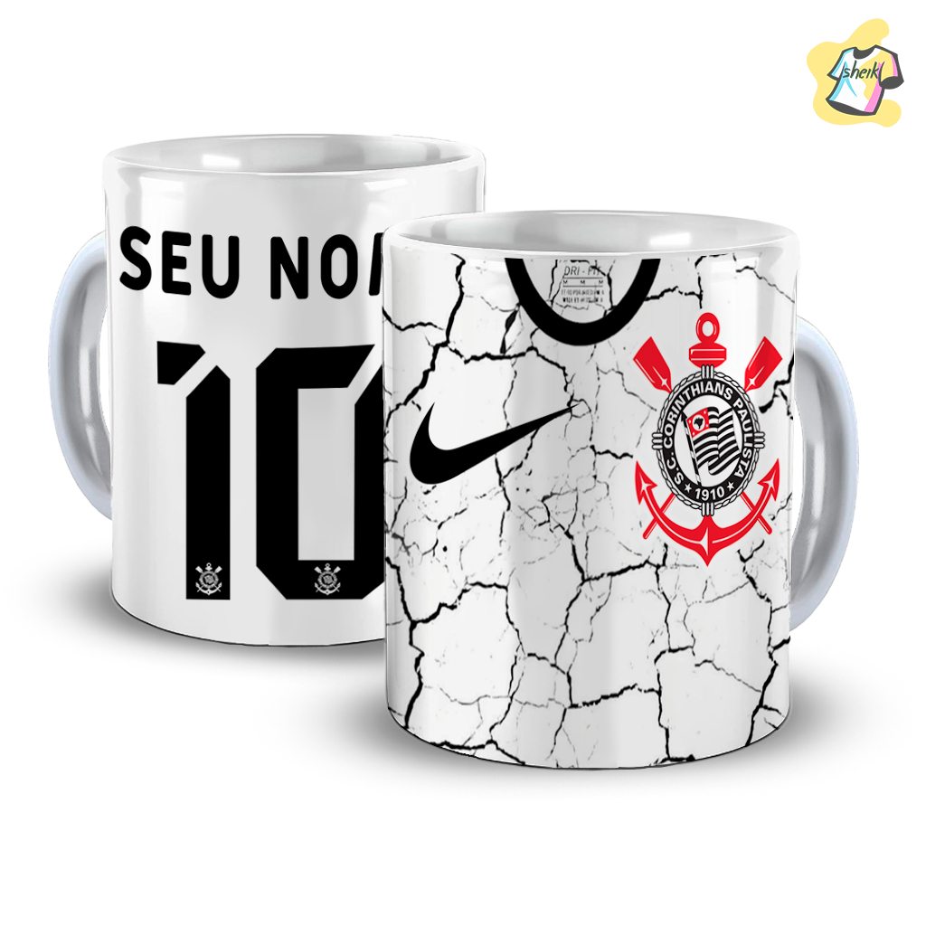 Caneca Corinthians Personalizada Com Nome e Numero Porcelana