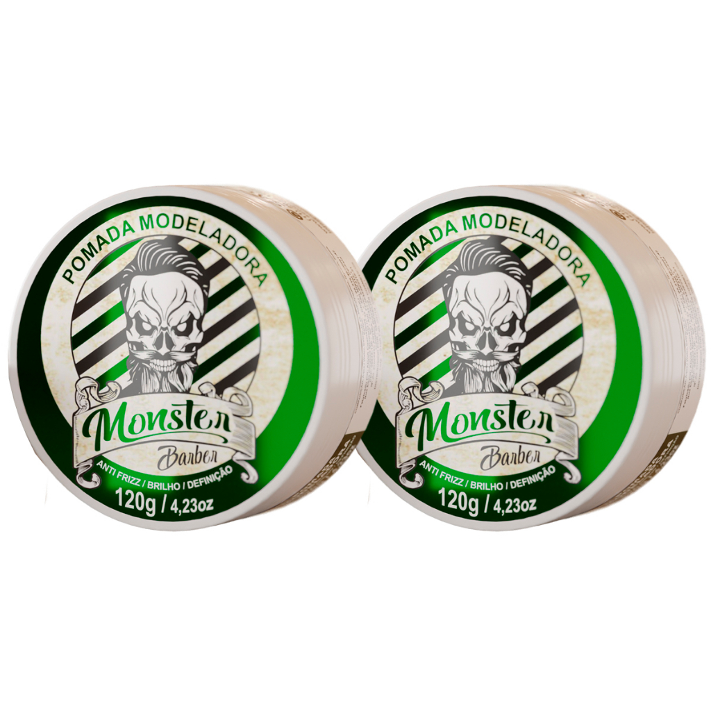 2 Pomada Modeladora monster barber Incolor 120g Bancada Cabelo e Barba