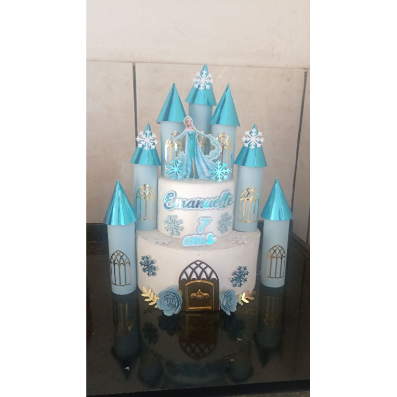 Novo] Bolo De Princesa 3D Castelo Decoração De Bandeira Aniversário Infantil  Suprimentos De Festa De Amor Presente