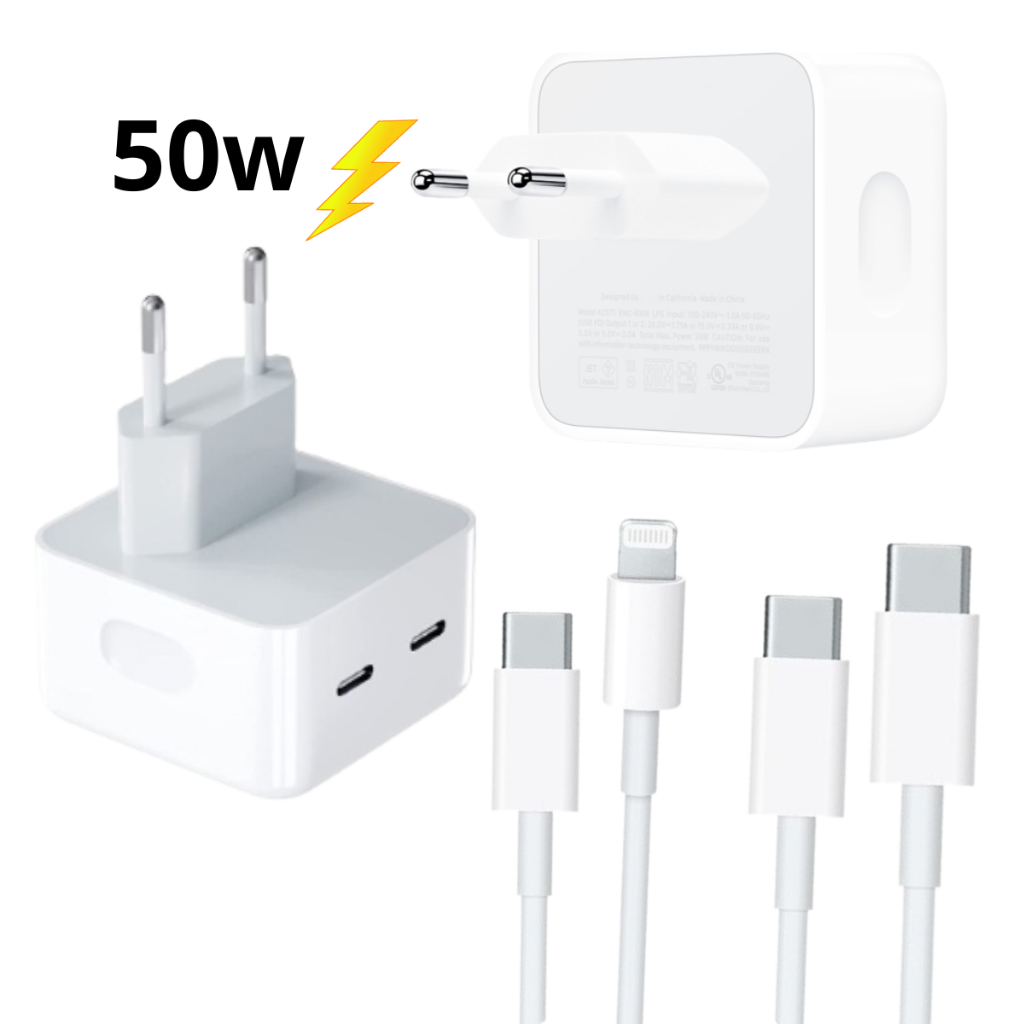 Carregador Fonte Usb C Duplo 50w iPhone Turbo 2 portas - Help Celular