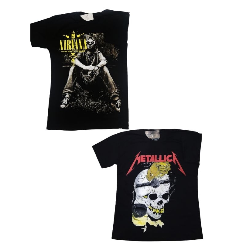 Camiseta Banda Rock Nirvana Metallica (Estampa frente e costas)