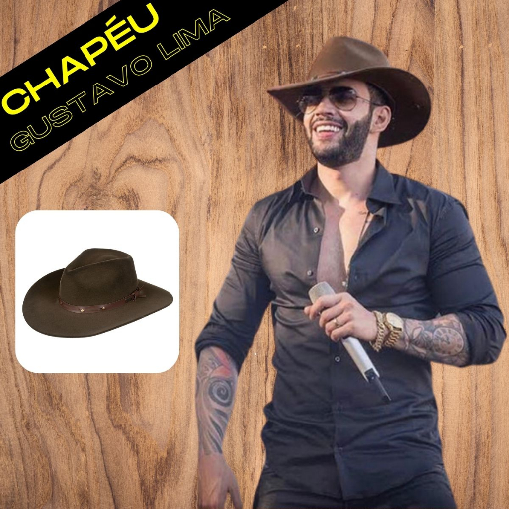 Chapéu Classic 2.0 Gustavo Lima Aba 8 Cm Embaixador Premium Club 21 Country