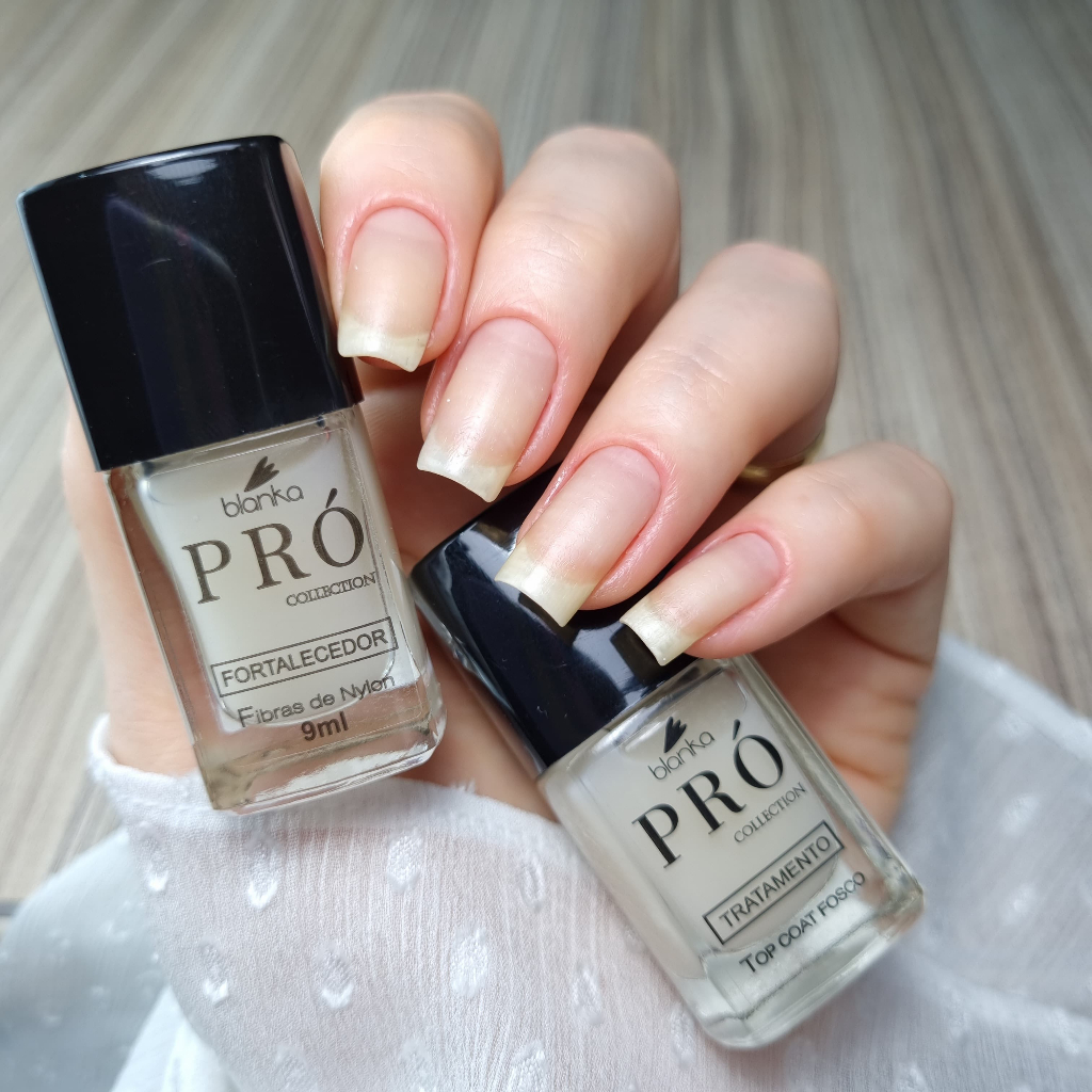 Kit Blindagem de Unhas Blanka : Fibras de Nylon + Nivelador Fosco