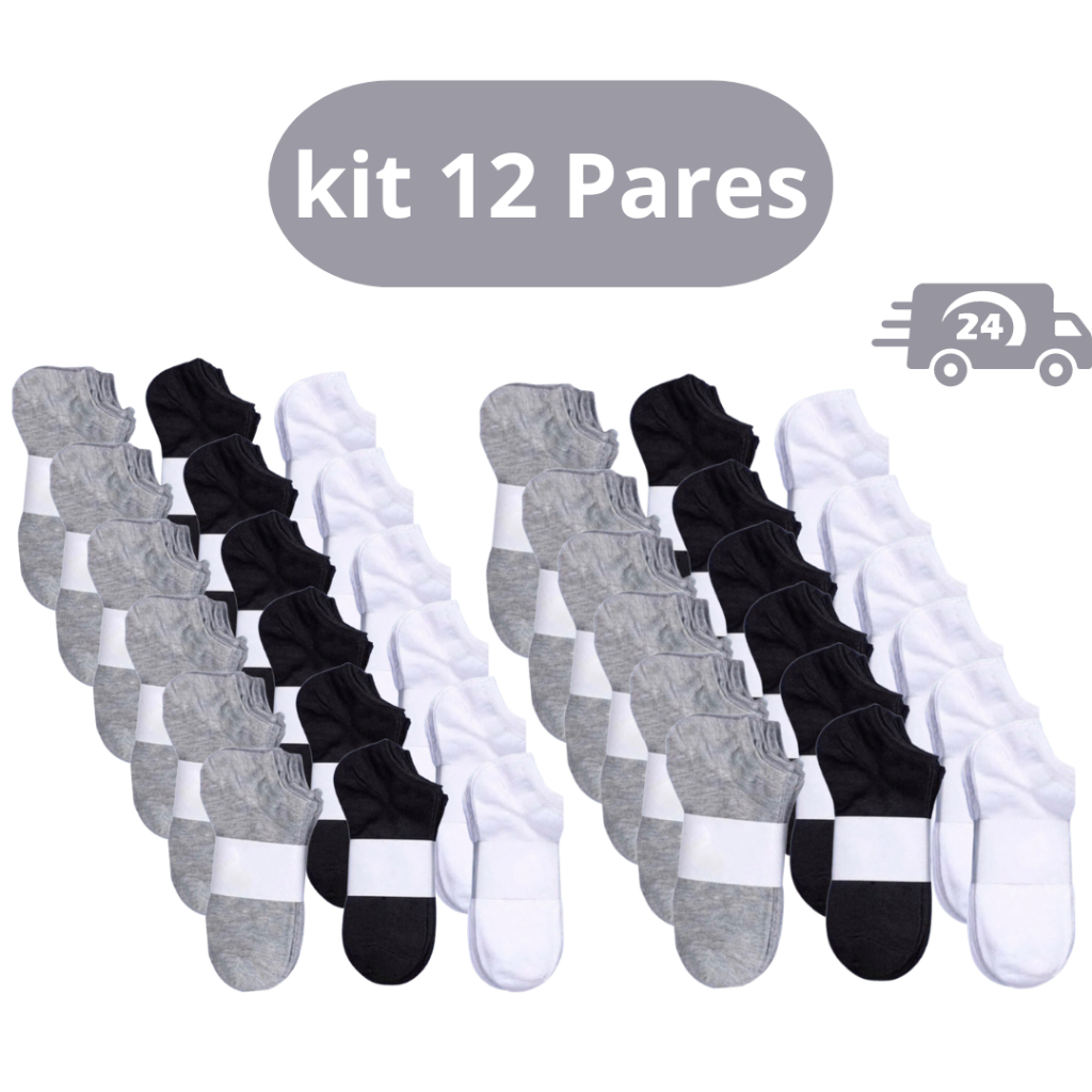 Kit 12 Pares De Meia Soquete Unissex