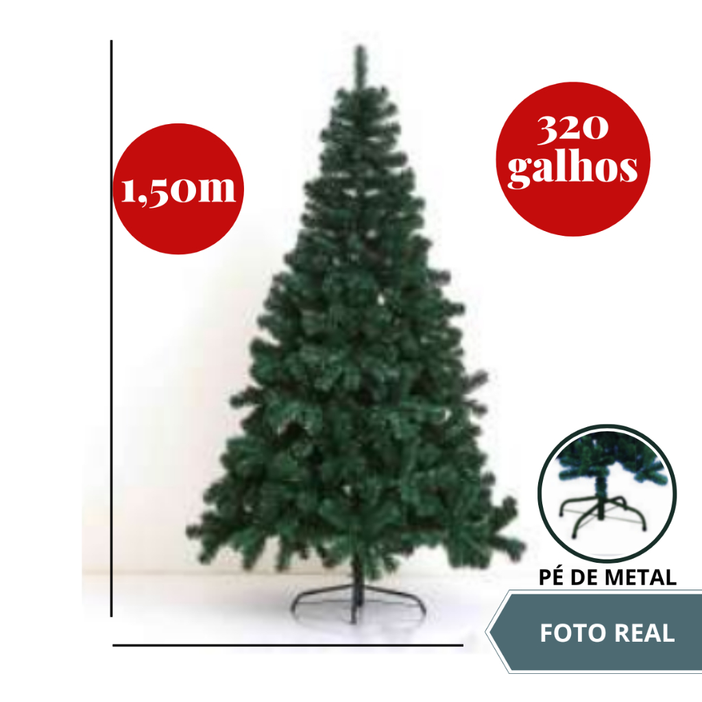 Árvore de Natal grande 150cm 138galho super cheia Luxo Verde Nevada Neve  promoção barata pé plástico