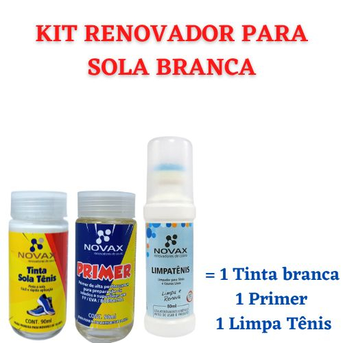 Kit tinta sola tênis+primer+limpa tenis renovador para solados de