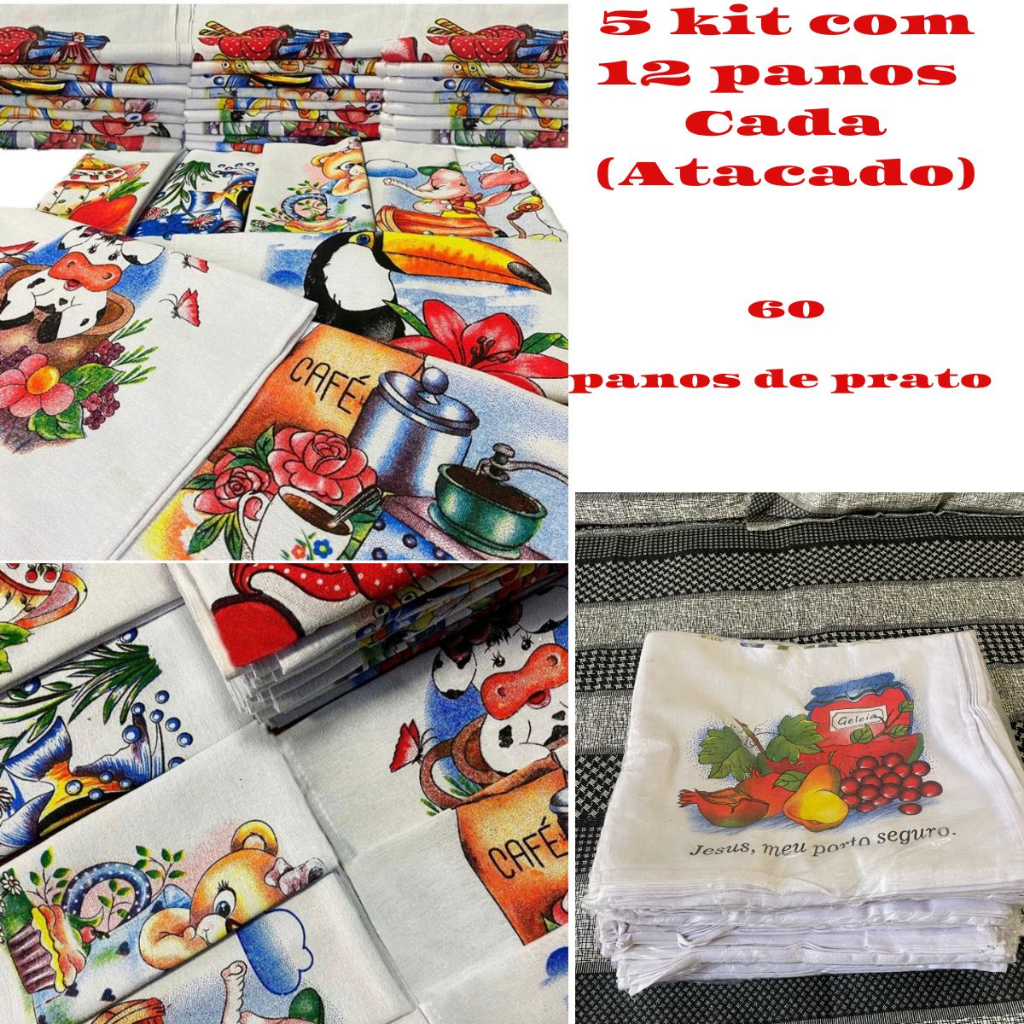 Jogo Pano De Prato Kit C/30 Cozinha Vies Atacado Revenda Top