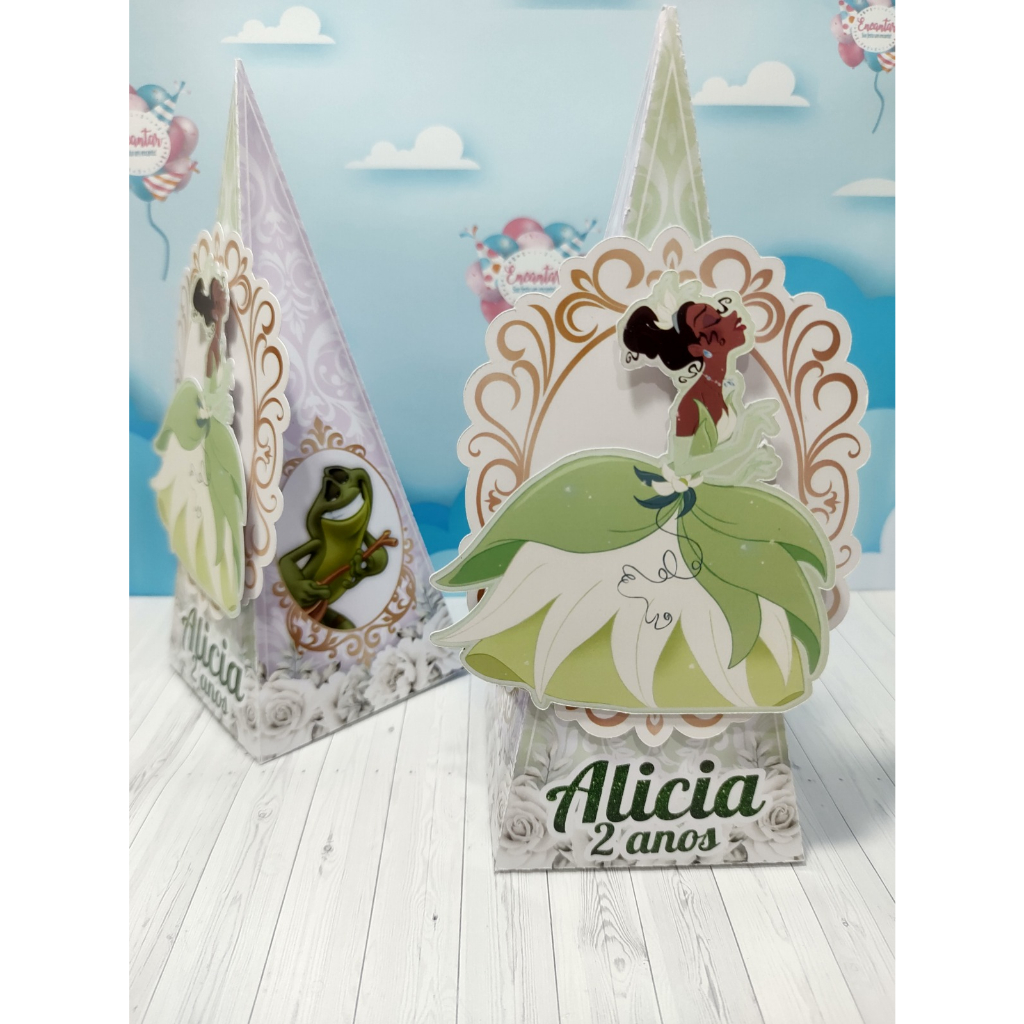 10 Caixas Pirâmide 3D - A Princesa e o Sapo | Shopee Brasil