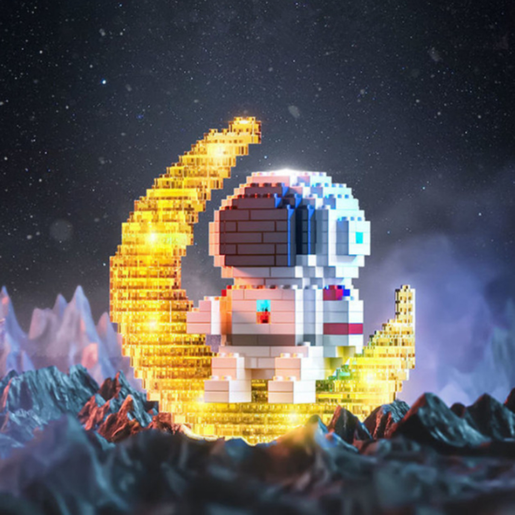 Blocos De Montar Astronauta Lua com Luz
