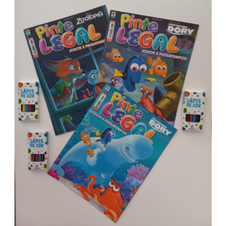 Kit 2 Revistas COLORIR PERSONAGENS DISNEY PINTE LEGAL e BRINQUE DISNEY com  2 caixinmhas de Lápis de Cor 6 Cores ou seja 12 lápis de cor Passatempo,  Jogos, Atividades, Pintar e Colorir