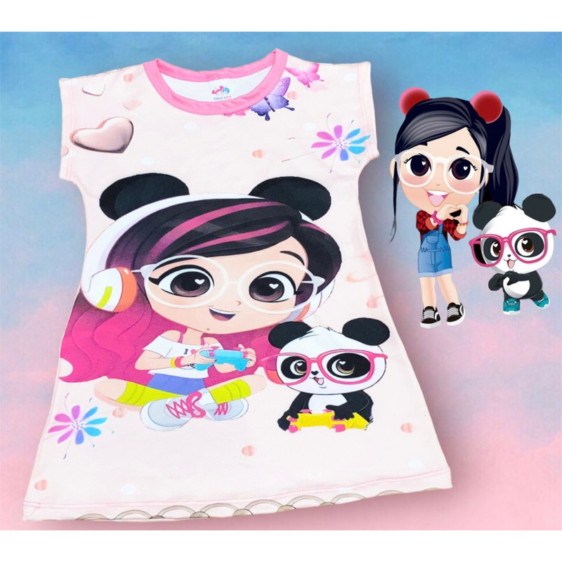 Camiseta Luluca Infantil Camisa Personagens Do Desenho Panda r Verão  Criança Presente Festa Juvenil Meninas - Rosa Pink