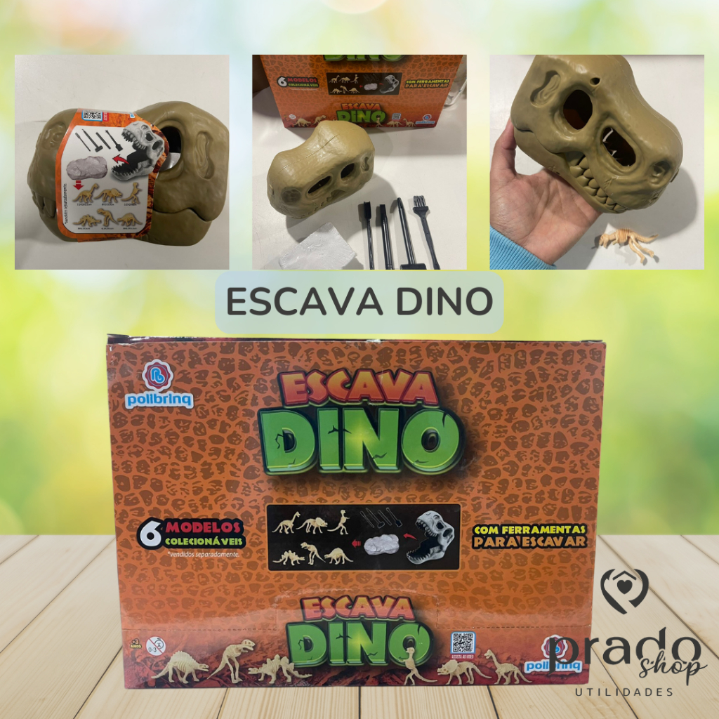 Escava Dino Coleção Dinossauro Com Ferramentas Para Escavar Fossil de ...