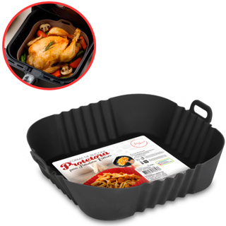 Forma de Silicone Protetora Para Fritadeira Air Fryer Quadrada Multiuso Cesto Limpeza Panela Zein