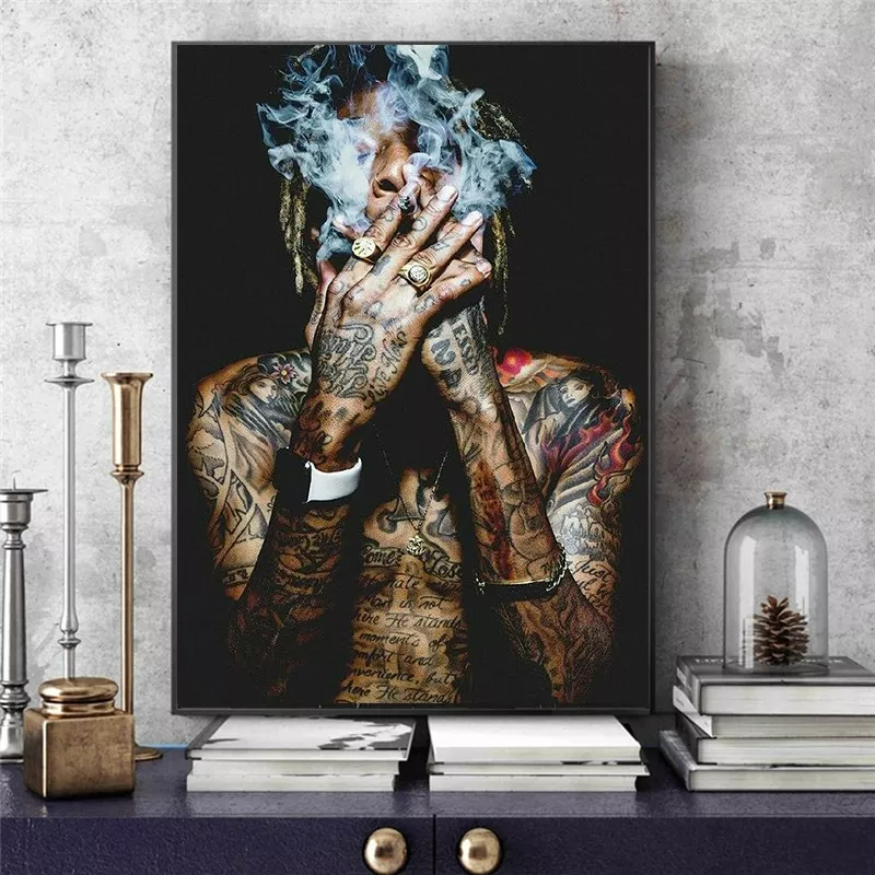 Quadro Decorativo 70x50 Cm Wiz Khalifa Rap Música Hip-hop