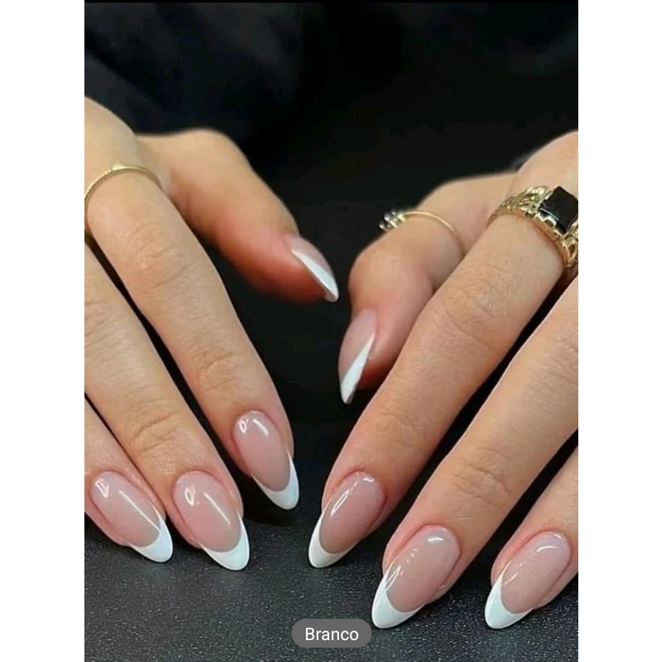UNHAS POSTIÇAS NATURAIS REALISTAS FRANCESINHA 24 UNIDADES | Shopee Brasil