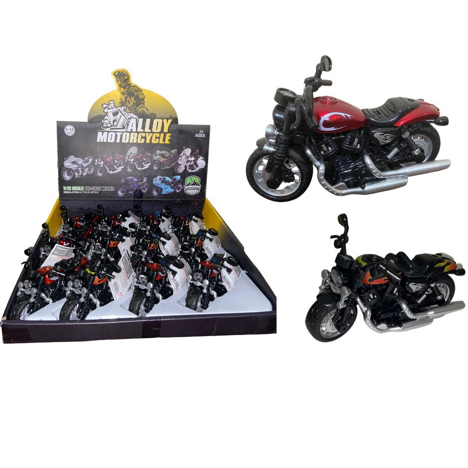 Miniatura de Moto Metal Die-cast Corrida Racing com Som e Fricção