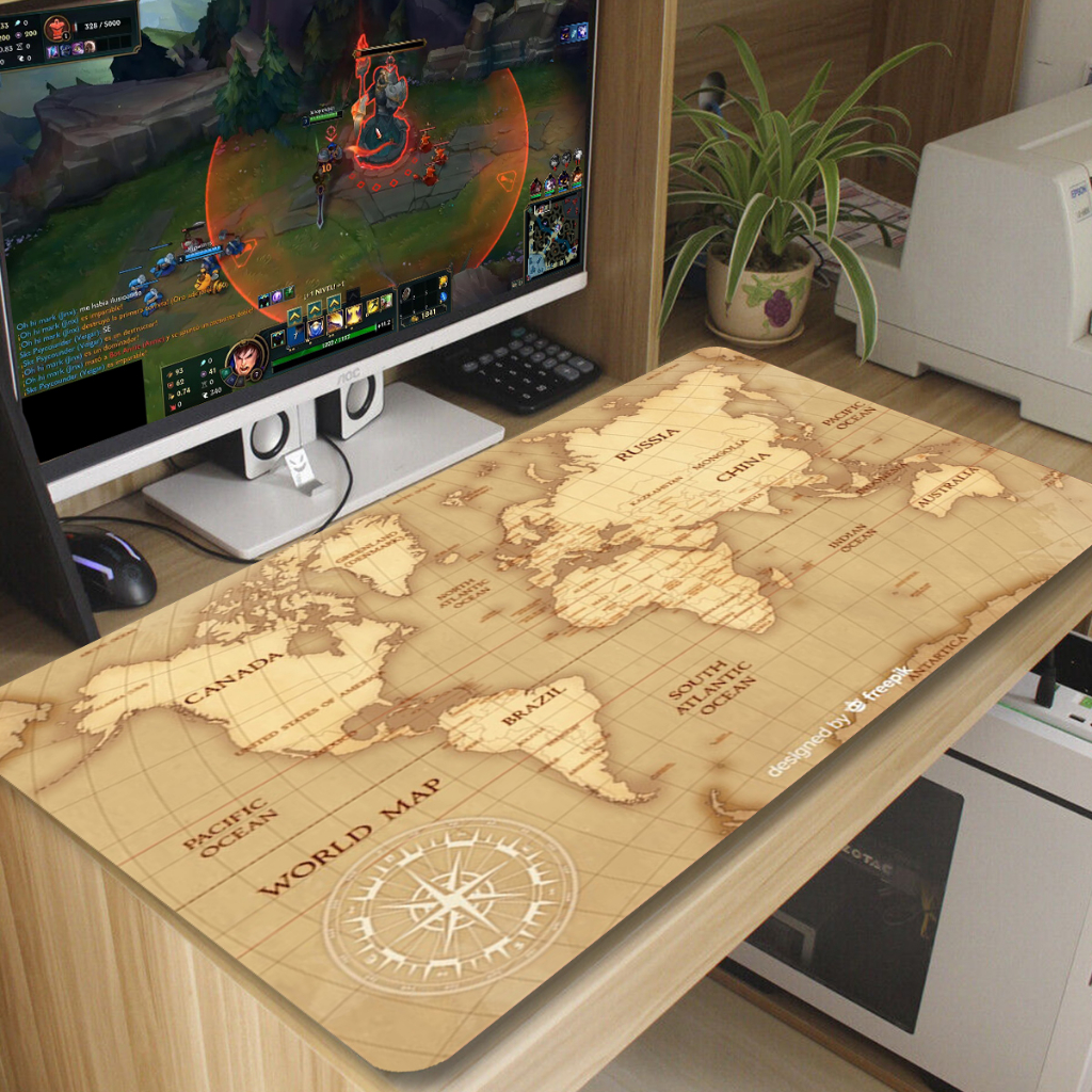 Mouse Pad Mapa Mundi Antiderrapante Diversas Estampas 70x35 cm M03 ...