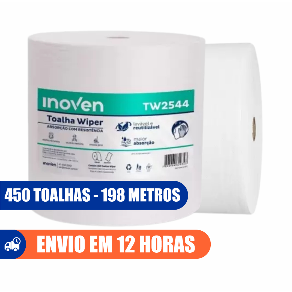 Toalha Pano Wiper 450 Toalhas Reutilizável Branca Inoven