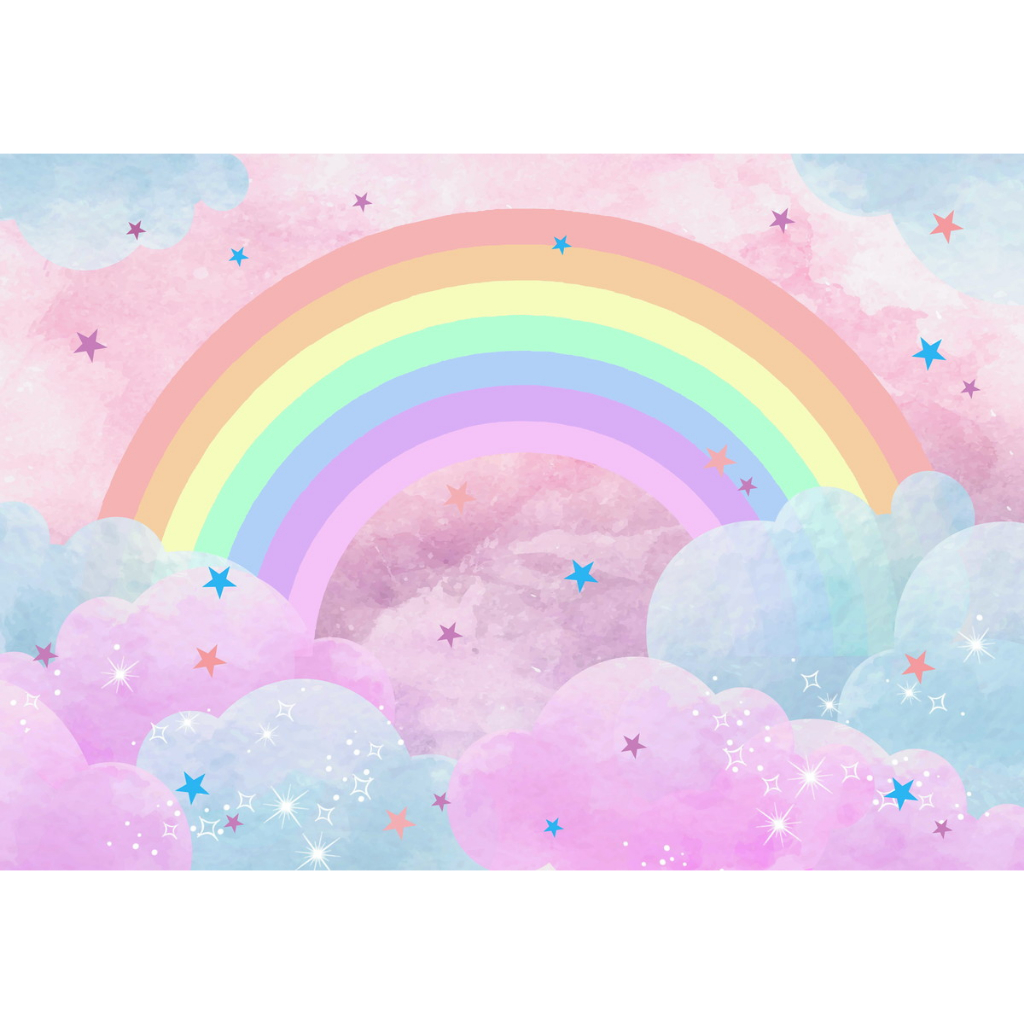 Painel Lona Festa Tema Unicornio - Arco Iris