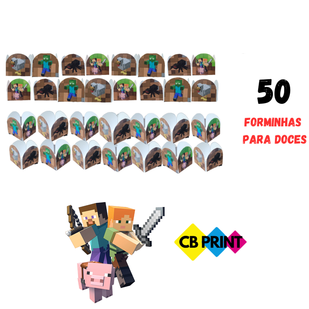 50 Tags, Topper, Apliques Para Docinhos Games - Minecraft