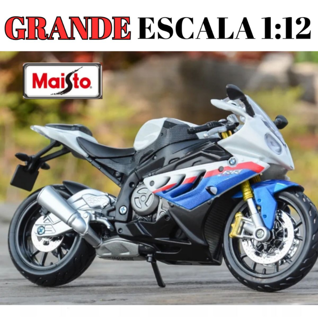 preto)1:12 BMW S1000rr Racing Motos Simulação Modelo de